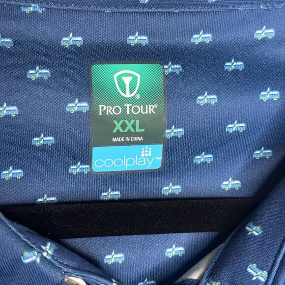 Pro Tour Golf Polo XXL Mens Blue Bus Short Sleeve Casual Active Resort Wear - Picture 3 of 12